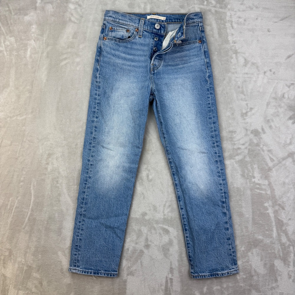 Levis Premium Wedgie Straight Womens 25x26 Blue High Rise Denim Jeans 2022
